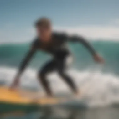 An athlete's focused expression before catching a wave