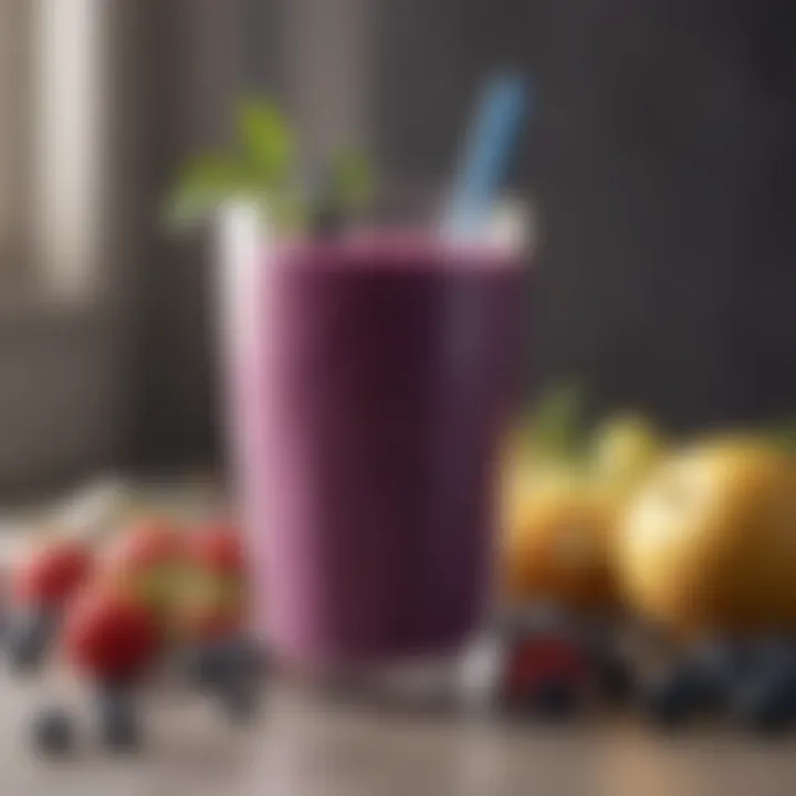 A colorful smoothie made with blueberries and other fruits