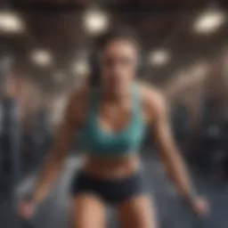 Dynamic workout scene with headphones