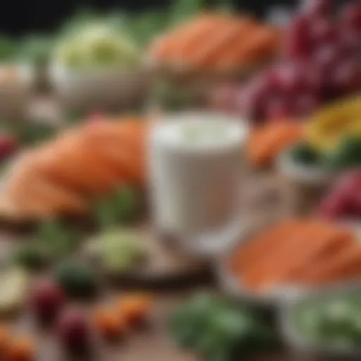 A vibrant array of probiotic-rich foods including yogurt and fermented vegetables