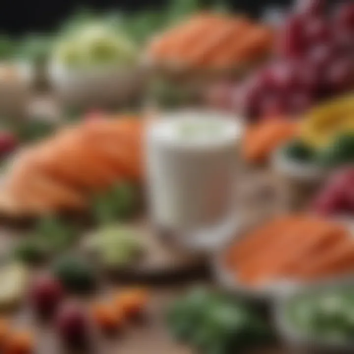 A vibrant array of probiotic-rich foods including yogurt and fermented vegetables
