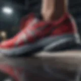 A close-up view of advanced cushioning technology in running shoes