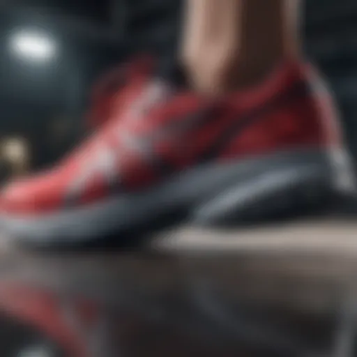 A close-up view of advanced cushioning technology in running shoes