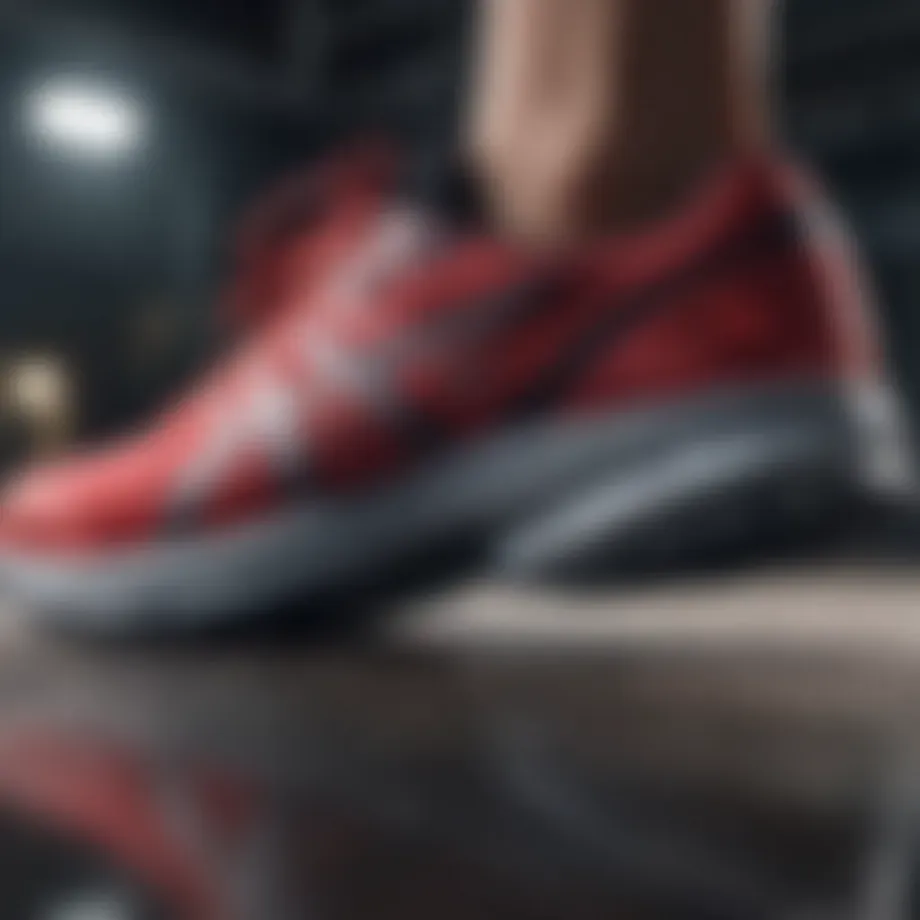 A close-up view of advanced cushioning technology in running shoes