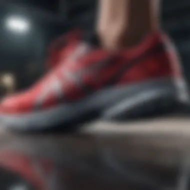 Innovative Cushioning in Running Footwear A close-up view of advanced cushioning technology in running shoes