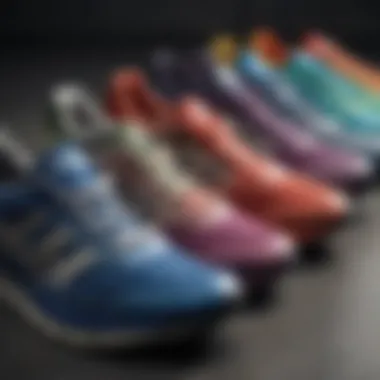 Diverse Models of Running Shoes Different running shoe models displayed on a surface