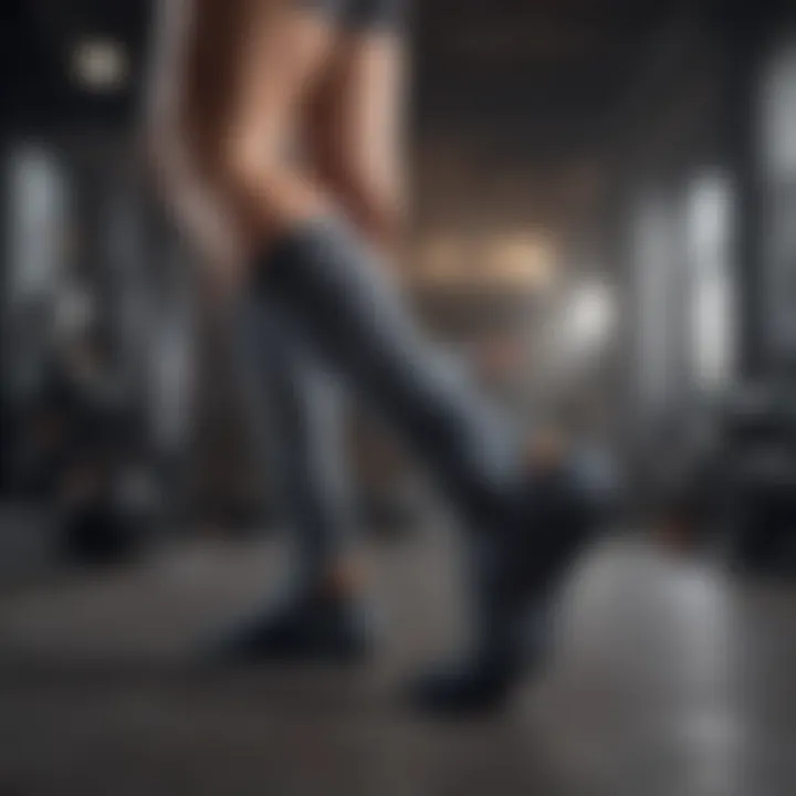 Athlete wearing compression socks during a workout