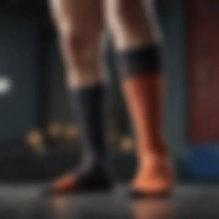 Close-up of diverse compression sock materials