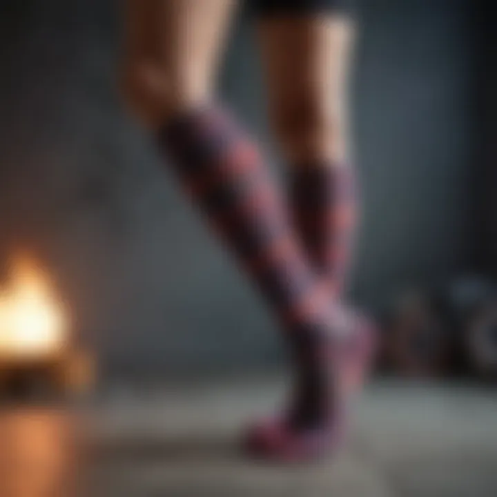 Stylish compression socks displayed on a vibrant background