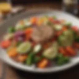 Colorful plate of fresh vegetables and lean protein to support fat loss