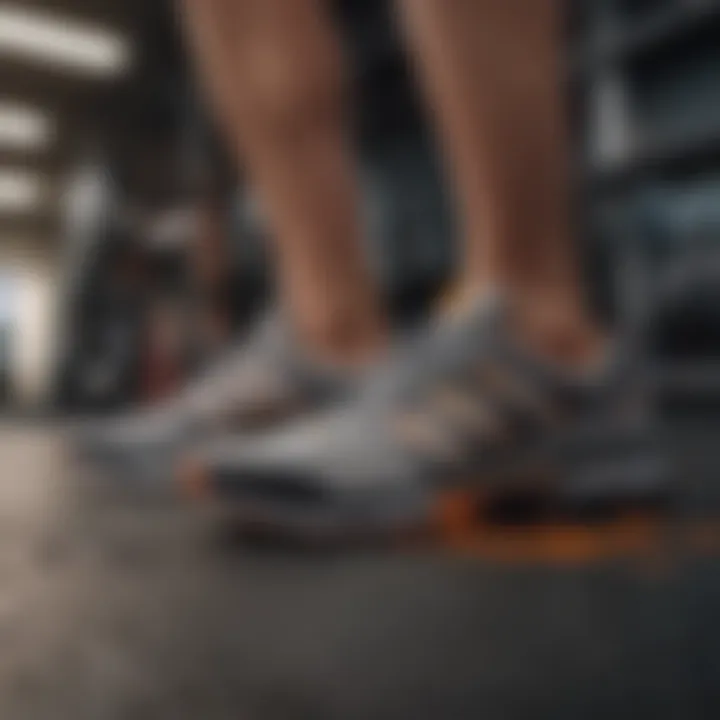 Comparison of different workout shoes on a display