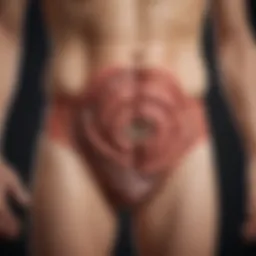 Illustration of digestive system highlighting bloating