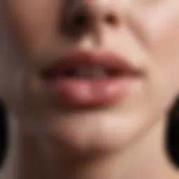 Close-up of a lip affected by cold sores