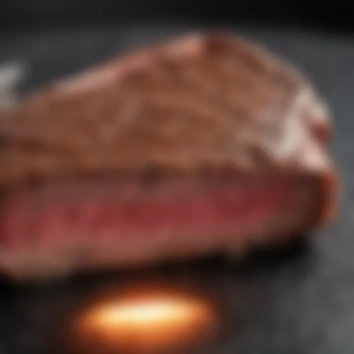 Close-up of a steak highlighting heme iron content