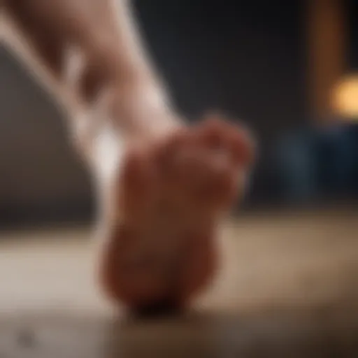 A close-up of a foot experiencing tingling sensations