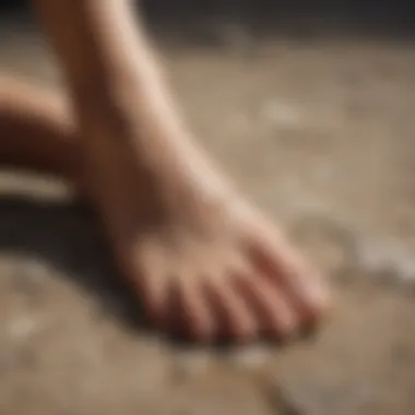 Severity of Dry Skin on Feet Close-up of dry, cracked feet showing severity of skin condition