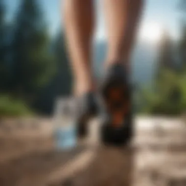 Hydration and Nutrition for Foot Health Arrangement of hydration products and nutritious foods for foot health