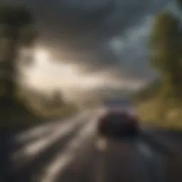 A serene landscape illustrating dramatic weather changes