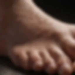 Close-up of dry and peeling skin on foot