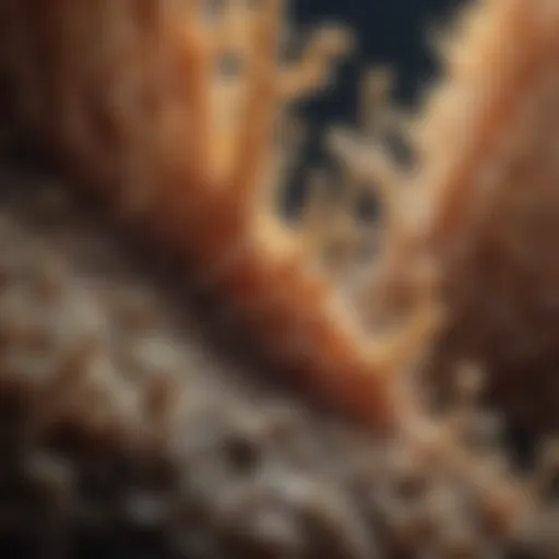 Close-up of a fungal culture under a microscope