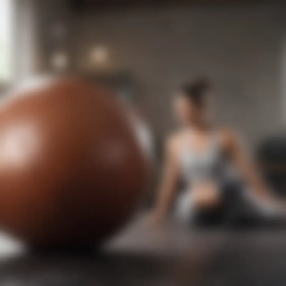 Balance training exercise on a stability ball