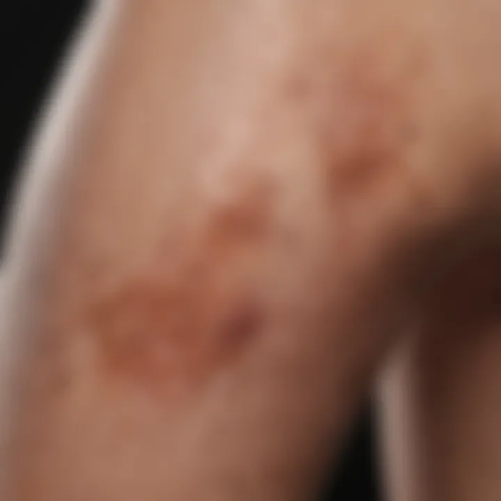 Close-up of irritated skin showing rashes