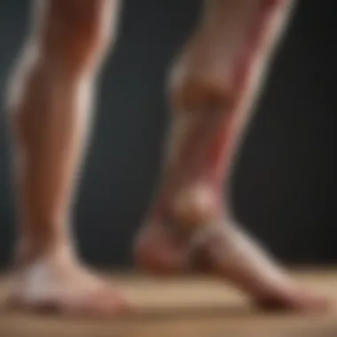 Anatomical Differences of Swollen Ankles Illustration of a healthy ankle versus a swollen ankle highlighting anatomical differences.