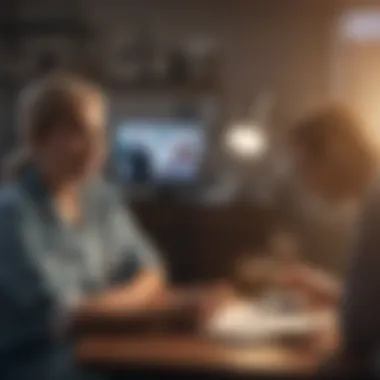 A healthcare professional discussing with a patient in an office