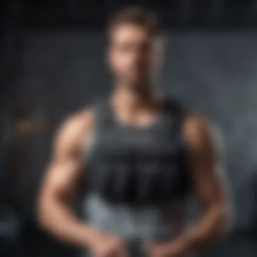 Individual wearing a weighted vest during a workout session