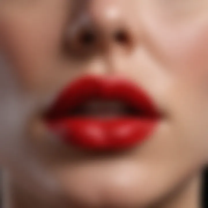 Close-up view of vibrant red lips