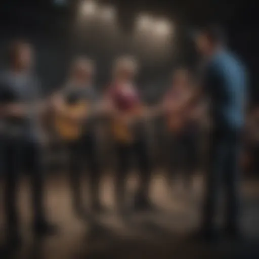 A warm-up band performing on stage