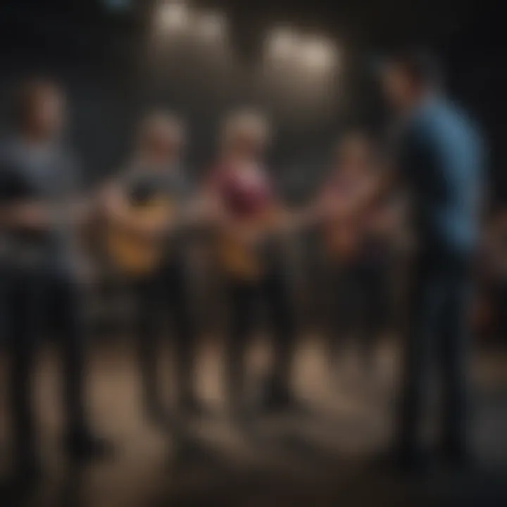 A warm-up band performing on stage