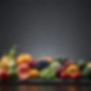 Balanced Diet for Zinc Intake A vibrant assortment of fruits and vegetables symbolizing a balanced diet