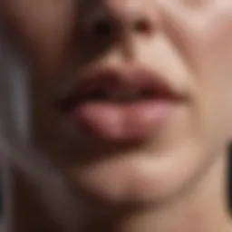 Close-up of upper lip with visible herpes outbreak