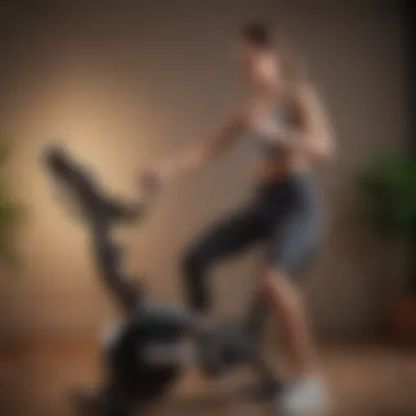 Multitasking While Exercising User engaging with a folding exercise bike while reading