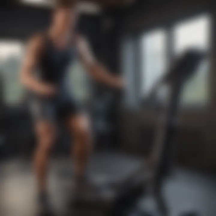 Individual demonstrating proper technique on the Skierg machine