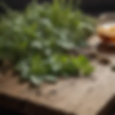 Exploring Herbal Ingredients A vibrant array of herbs laid out on a wooden surface