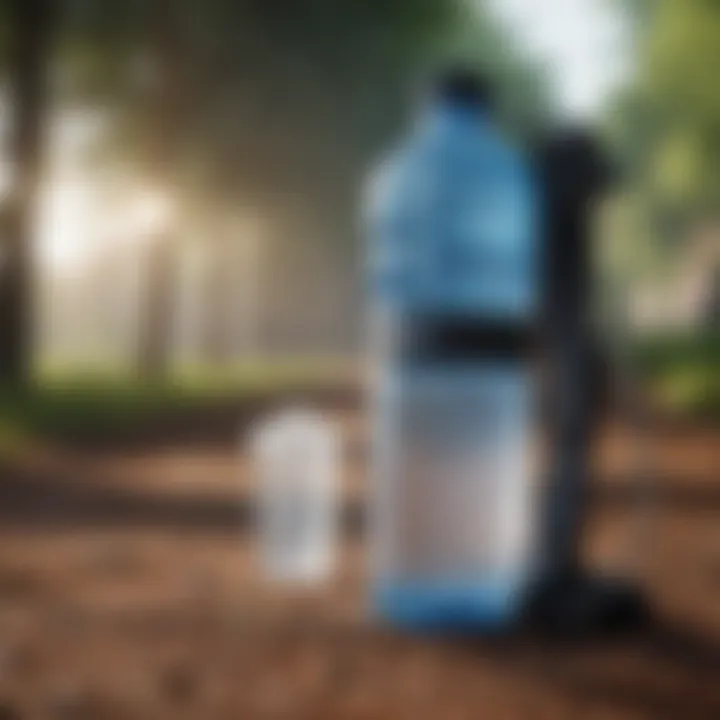 Hydration station with water bottles for runners