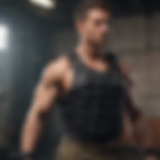 Individual engaging in strength training with a weighted vest.