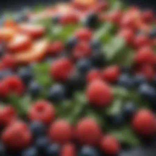 Colorful assortment of metabolism-boosting foods including berries and greens