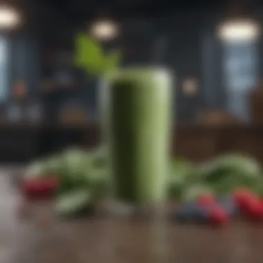 A vibrant smoothie packed with spinach, protein powder, and berries