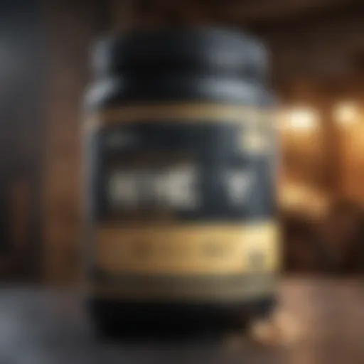 Container of premium whey protein powder
